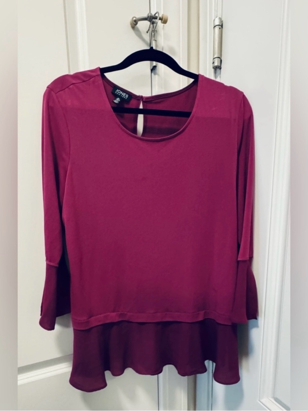 Jones New York Raspberry-Pink Layered Ruffle-Hem Tunic